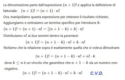 Dimostrazione relazione fattoriale