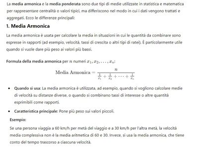 Media armonica e ponderata 1