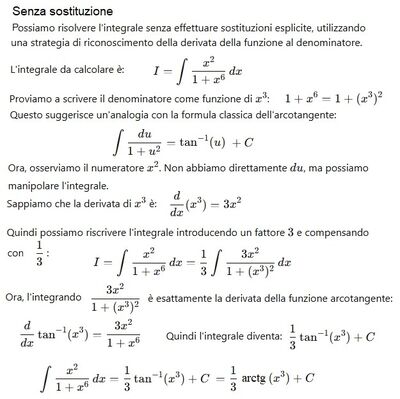 Integrale con e senza sostituzione 1