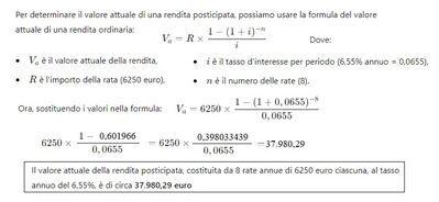 Valore attuale rendita posticipata