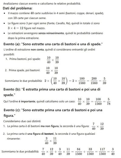 Probabilità carte mazzo 40 a 