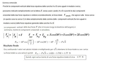 Forza repulsiva cariche triangolo 2 