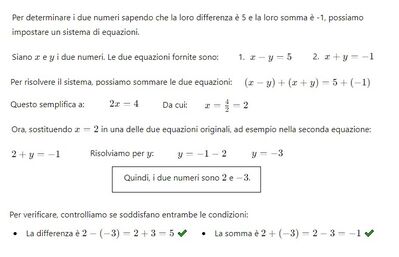 Somma e differenza di  due numeri