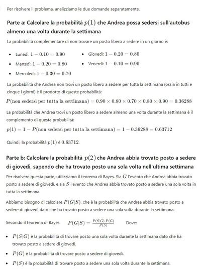 Probabilità di sedersi sull'autobus 1