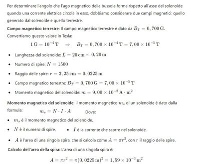 Angolo della bussola nel solenoide 1