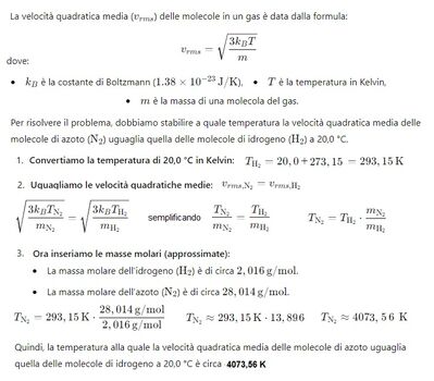 Temperatura  e velocità quadratica media