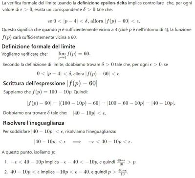 Domanda e prezzo secondo la definizione di limite 1