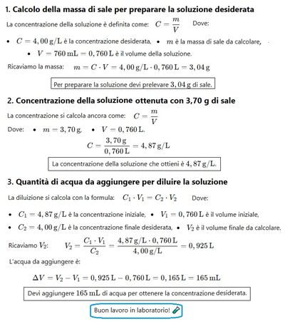 Concentrazione soluzione salina