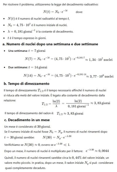 Radon tempo di dimezzamento