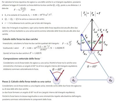 Forza repulsiva cariche triangolo 1 