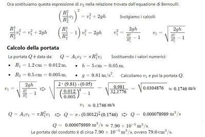 Calcolo portata in condotto 2