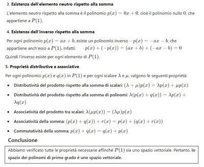 Spazio vettoriale polinomi di primo grado 2