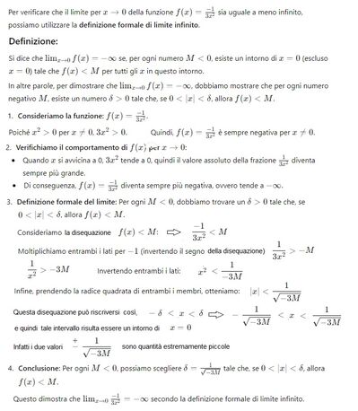 Verifica del limite mediante definizione