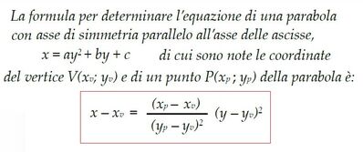 formula per parabola