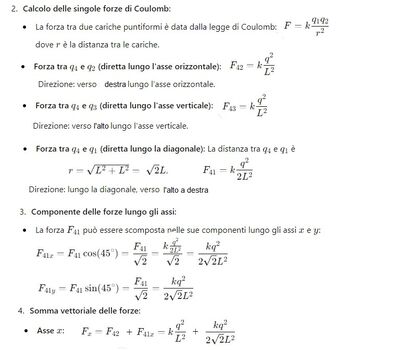 cariche ai vertici di un quadrato 2