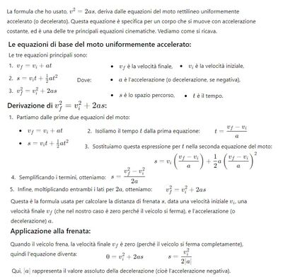 Spiegazione della formula usata