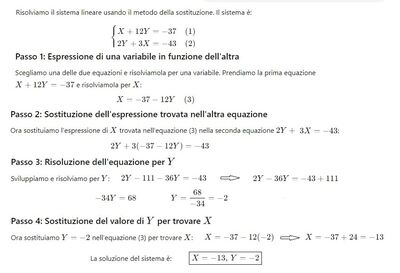 Sistema di 1° grado sostituzione