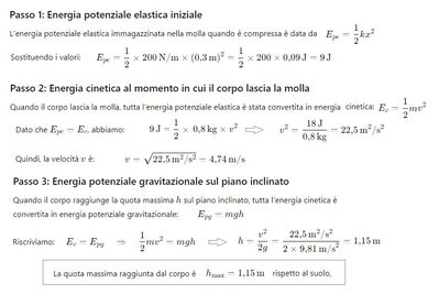 Massa lanciata da mola su piano inclinato 2