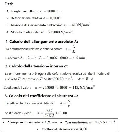 Allungamento tensione interna e coef sicurezza trave