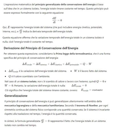 Principio di conservazione generalizzata dell'energia