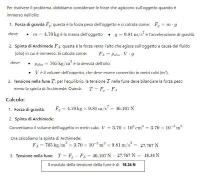 tensione fune in olio