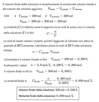 Molarità soluzione