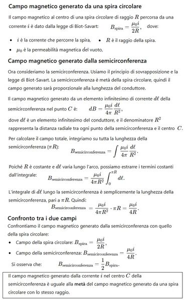 Campo magnetico semicirconferenza