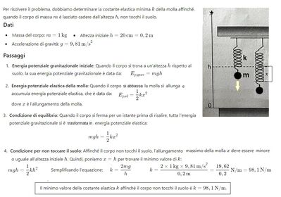 molla verticale con peso attaccato