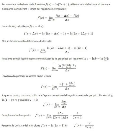 derivata di f(x) con definizione