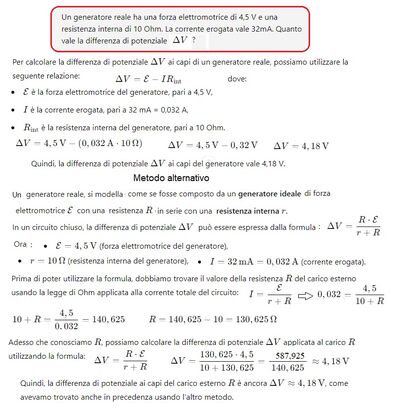 Differenza di potenziale generatore