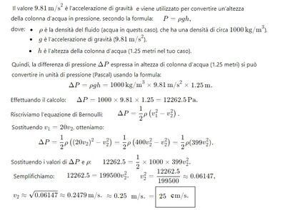 velocità acqua nella strozzatura 2