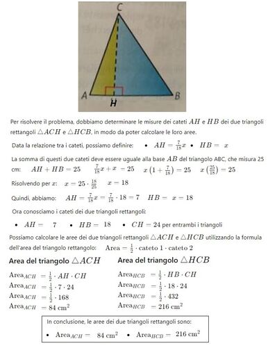 Calcolo aree triangoli rettangoli