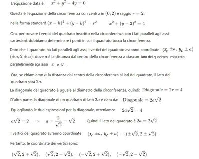 Quadrato inscritto nella circonferenza 1