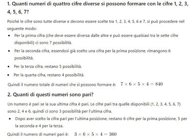 Numeri di 4 cifre con  7 numeri disponibili 1