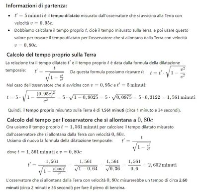 Calcolo del tempo  da parte di un osservatore