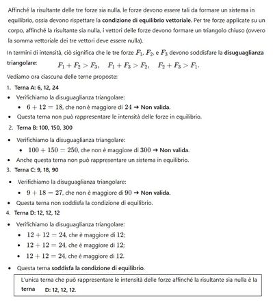 Equilibrio  terna di forze