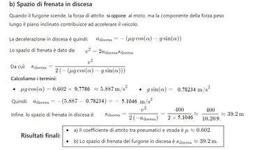 Furgone in salita e attrito e spazi di frenata 2