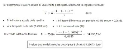 Valore attuale rendita posticipata