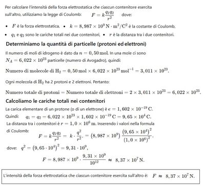 Forza elettrostatica tra contenitori