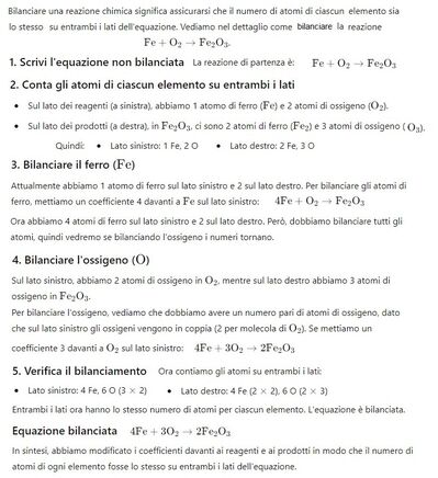 Bilanciamento della reazione chimica 1