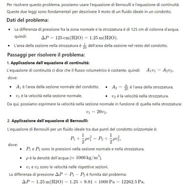 velocità acqua nella strozzatura 1