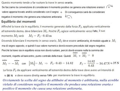 Momenti per equilibrio barra 2