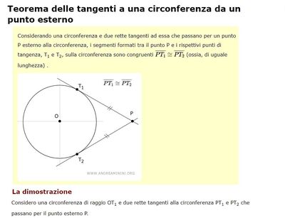 Teorema delle tangenti a una circonferenza da un punto esterno 1