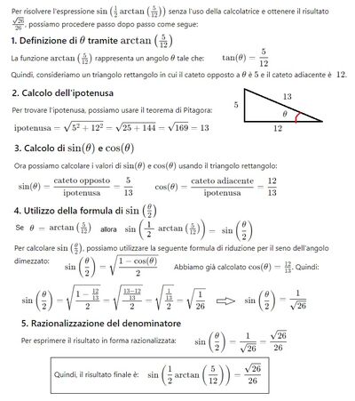 trigonometria senza calcolatrice