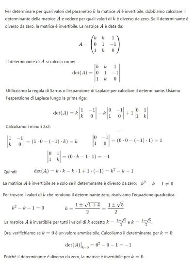 Calcolo dell'inversa di A 1